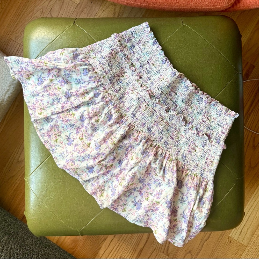 Floral Smocked Mini Skirt